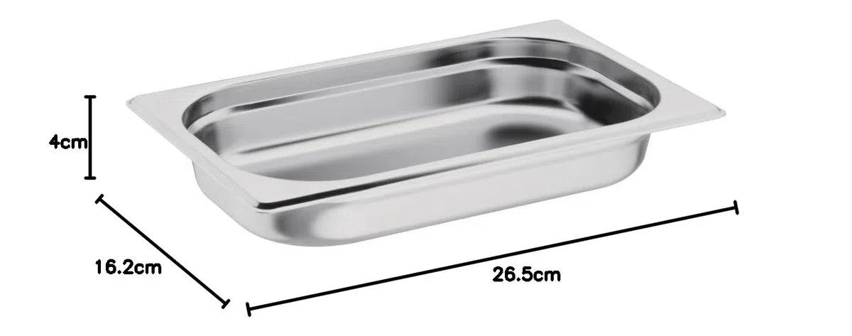 Vogue acero inoxidable sartén GN 1/4 40 mm 265 x 162 mm alimentos comida restaurante