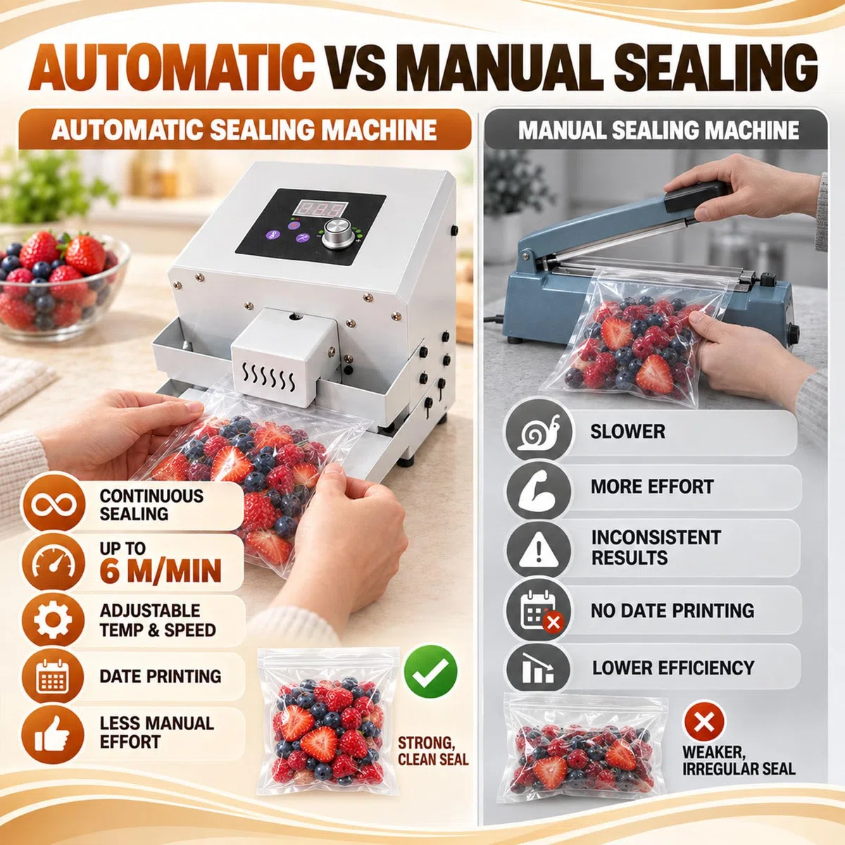 Máquina Selladora Automática, Selladora Térmica De Bolsas De Plástico
