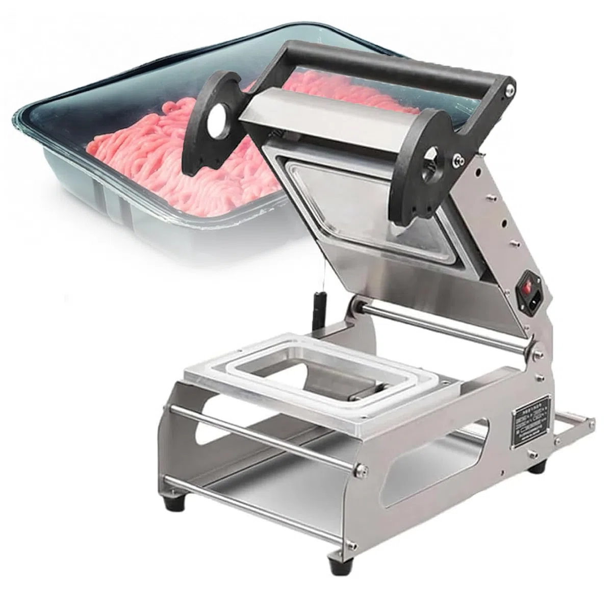 Sellador manual a presión para recipientes de alimentos, eficiente máquina de sellado térmico manual de 7 a 8 ciclos/minuto, ideal para delicatessens, cafeterías y salidas para llevar