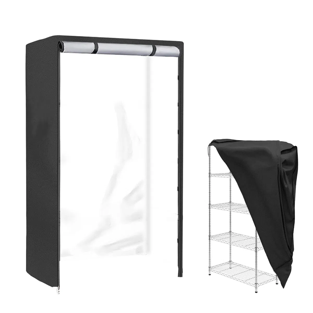 Cubierta impermeable para estante al aire libre, cubierta de estante de acero 182 x 45 x 91 cm, cubierta protectora contra el polvo, cubierta de estante de almacenamiento resistente para