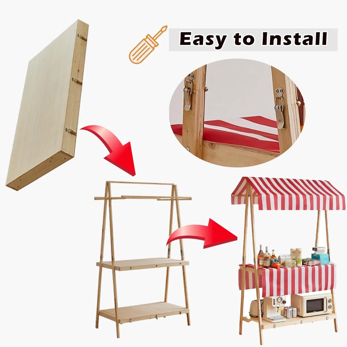 Cabina plegable para concesiones al aire libre, carrito de alimentos portátil con toldo para exhibición comercial de alimentos callejeros