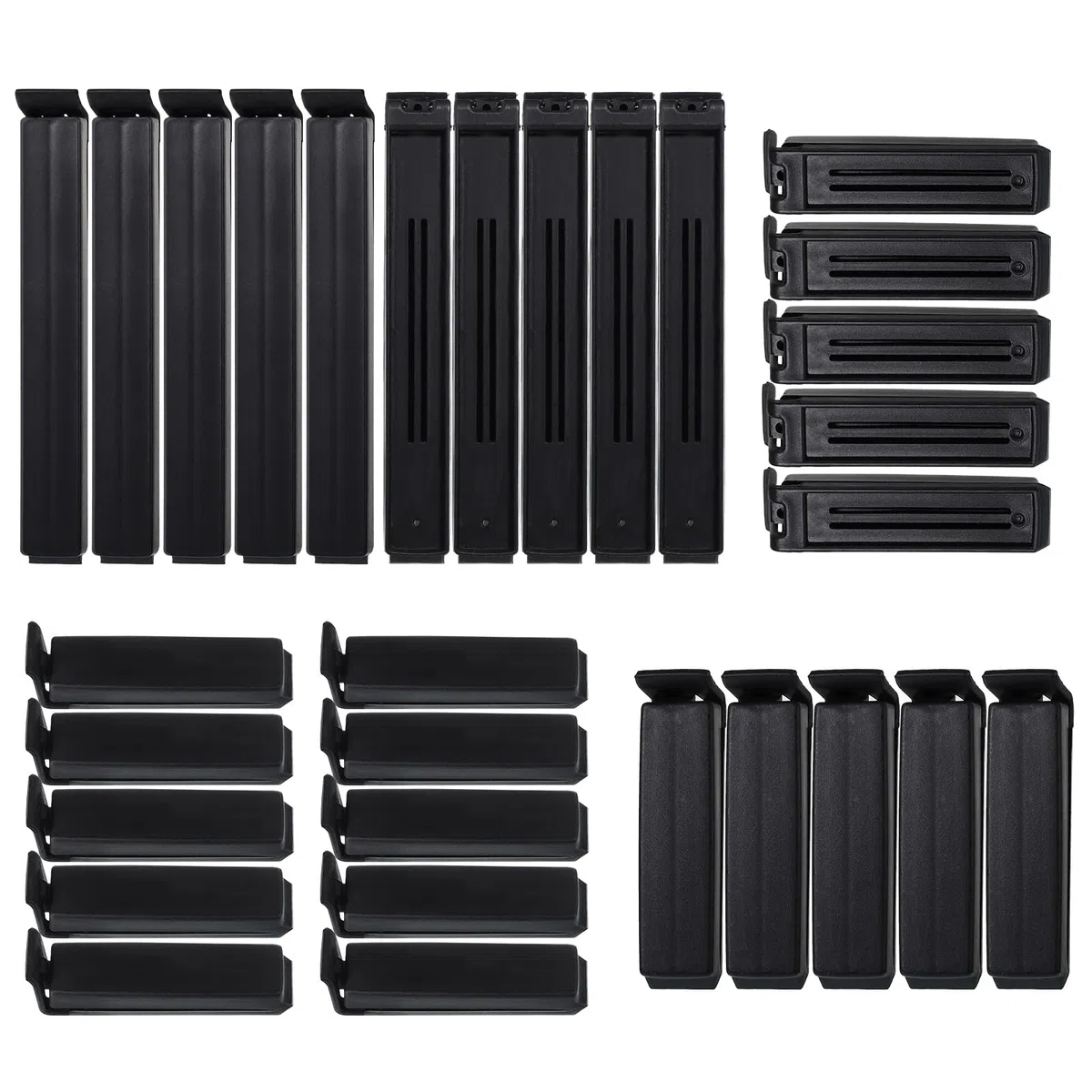 30 piezas de clip de sellado negro, 6/11 cm pinza cierre bolsa de alimentos, clip de cierre de cocina reutilizable de plástico para embalaje de cocina, caramelos aperitivos