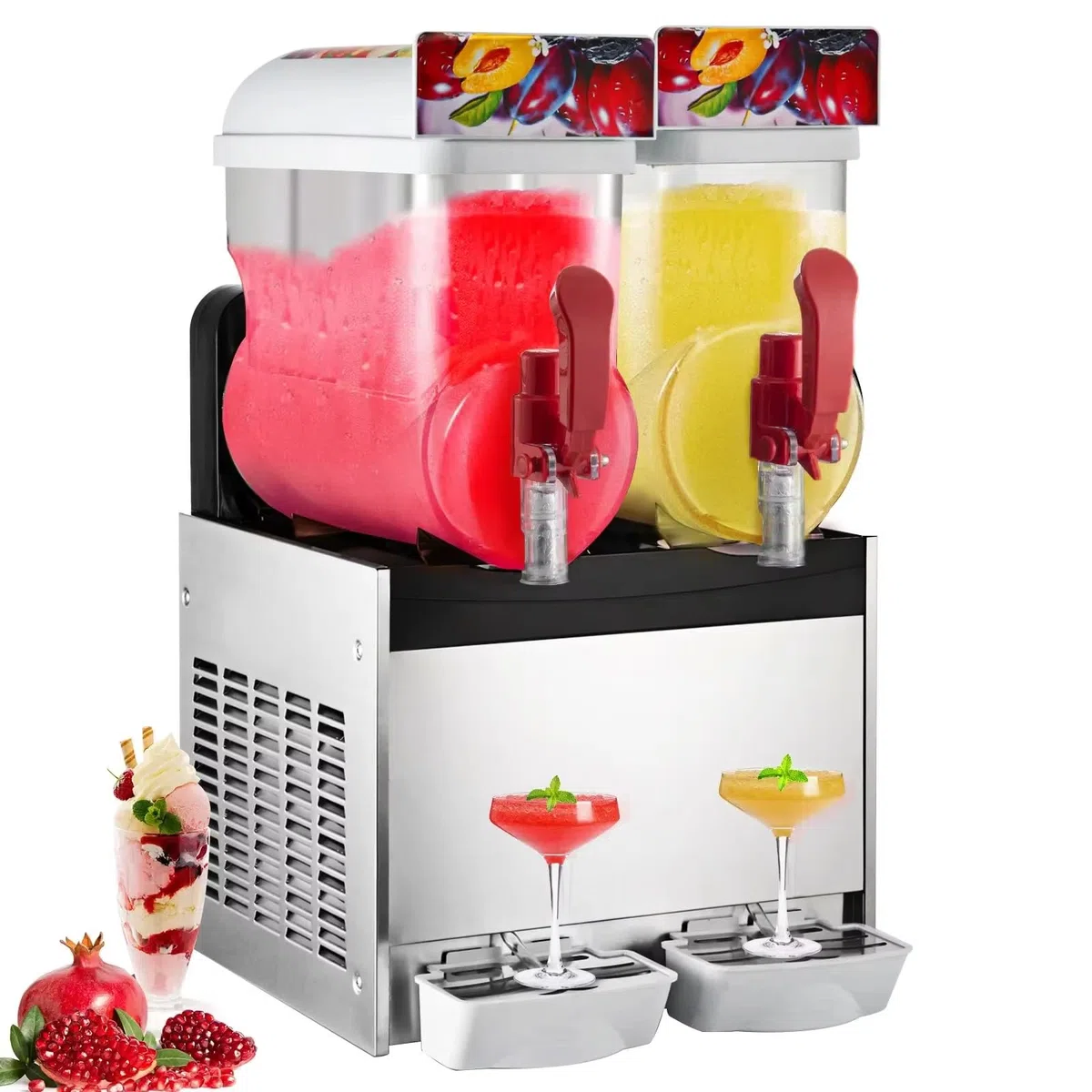 Máquina De Granizado Comercial De 30l, Fabricante De Bebidas Congeladas De 500w Con 15l X 2 Tanques