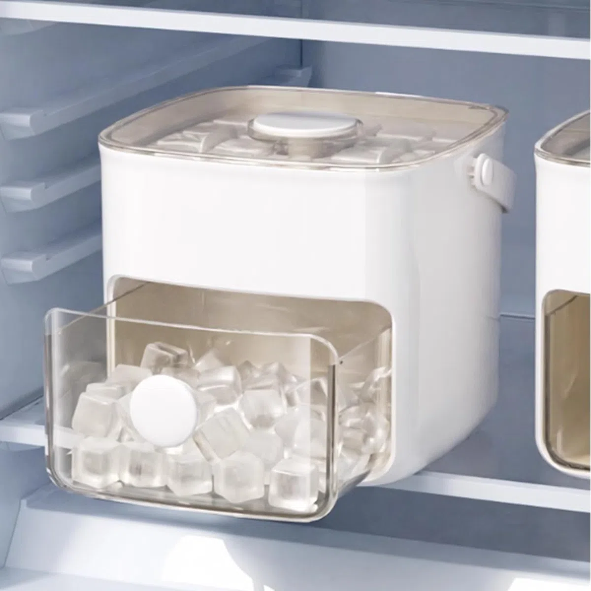 CINY 48 compartimentos de doble capa de prensa caja de hielo, con asa de transporte, pulse para quitar el hielo rápidamente, Ideal para el hogar, cocina, camping