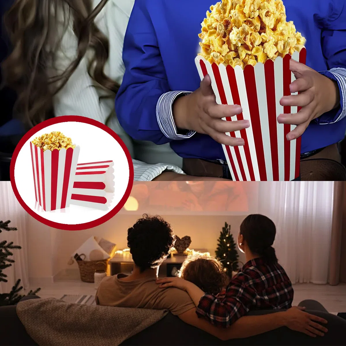 50 PCS Cajas Palomitas,olsas Pequeñas para Palomitas de Maíz y Caramelos Cajas de Papel, Fácil de Montar, Bolsas Palomitas a Rayas for Cinema Parties Events and Home Cinema