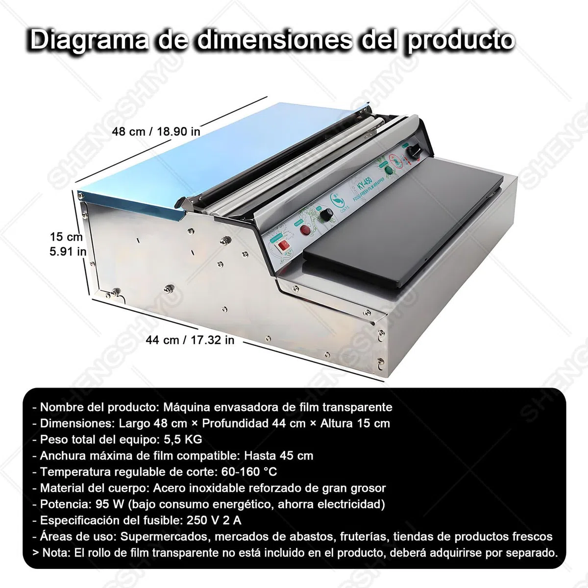 Envasadora de Film de Alimentos Frescos Eléctrico Comercial