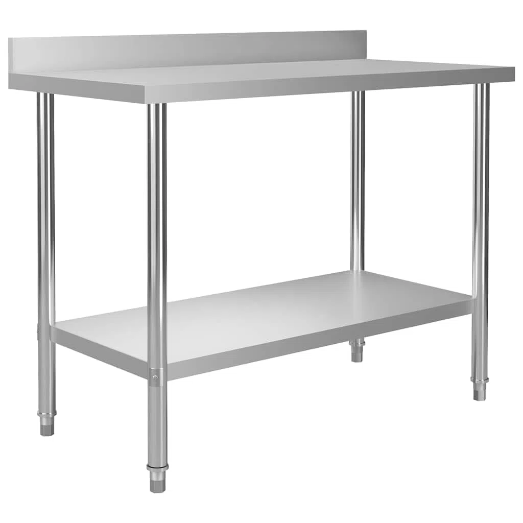 Mesa de trabajo de acero inoxidable con tablero superior 120 x 60