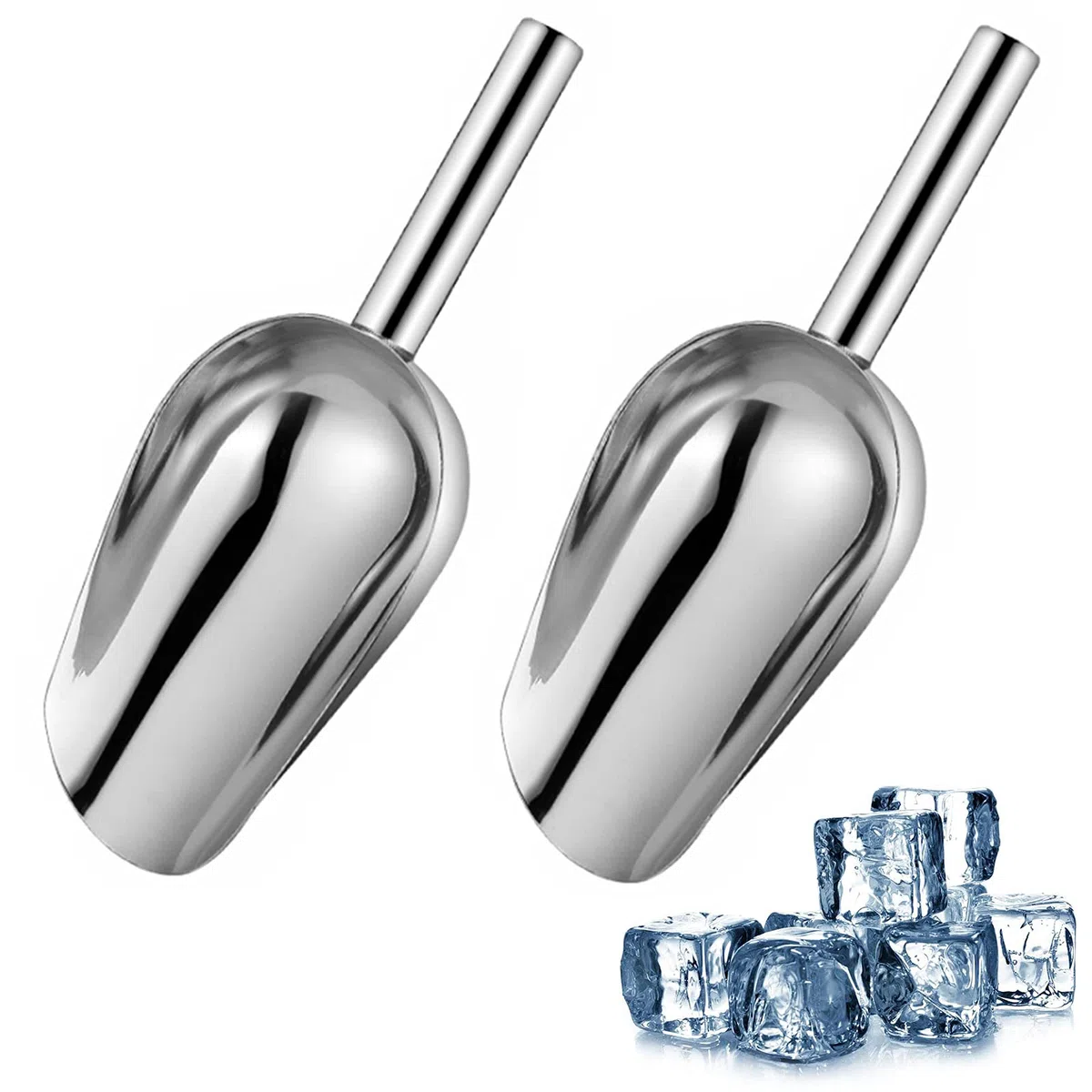 Pala Harina 2 Piezas Pala Hielo Alimentos Cuchara Hielo Grano Pala Hielo De Acero Inoxidable Pala De Hielo Cocina y Bar Cocina Multifunción Para Hielo Cereales Harina Azúcar Café