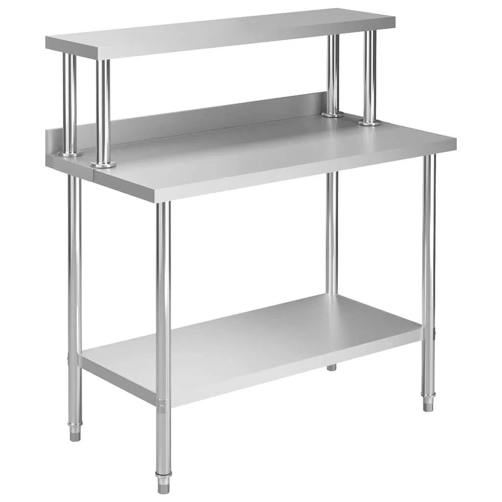 Mesa de trabajo de acero inoxidable con tablero superior 120 x 60