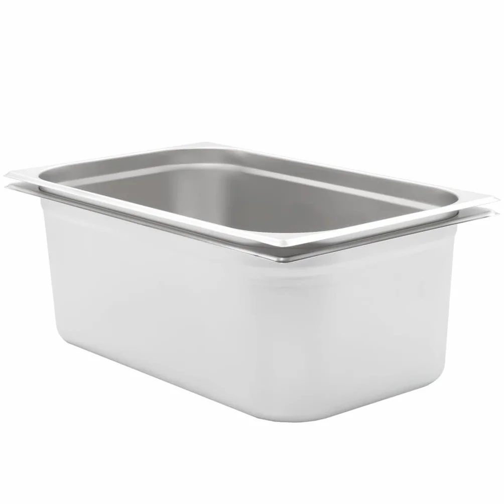Juego de 2 recipientes gastronómicos GN 1/1 de acero inoxidable de 200 mm de profundidad, 28 litros para Bain-Marie Chafing Dish