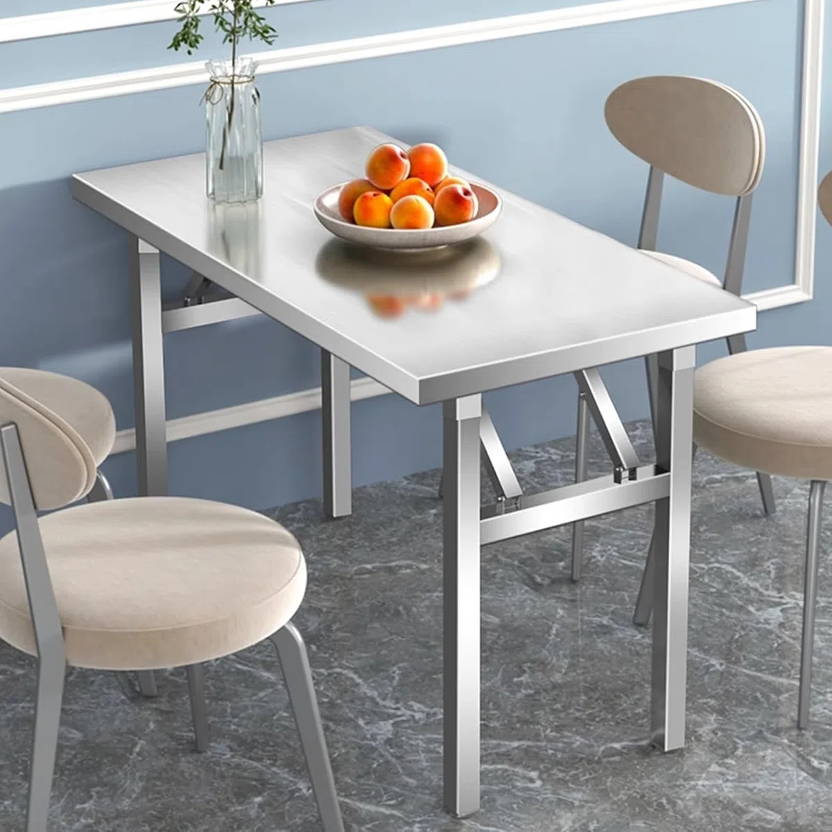 Mesa de trabajo plegable de acero inoxidable, mesa de preparación de cocina multifuncional para restaurante, garaje, almacén, escritorio duradero para exteriores, 120 x 70 x 75 cm / 47.2x27.6x29.5in