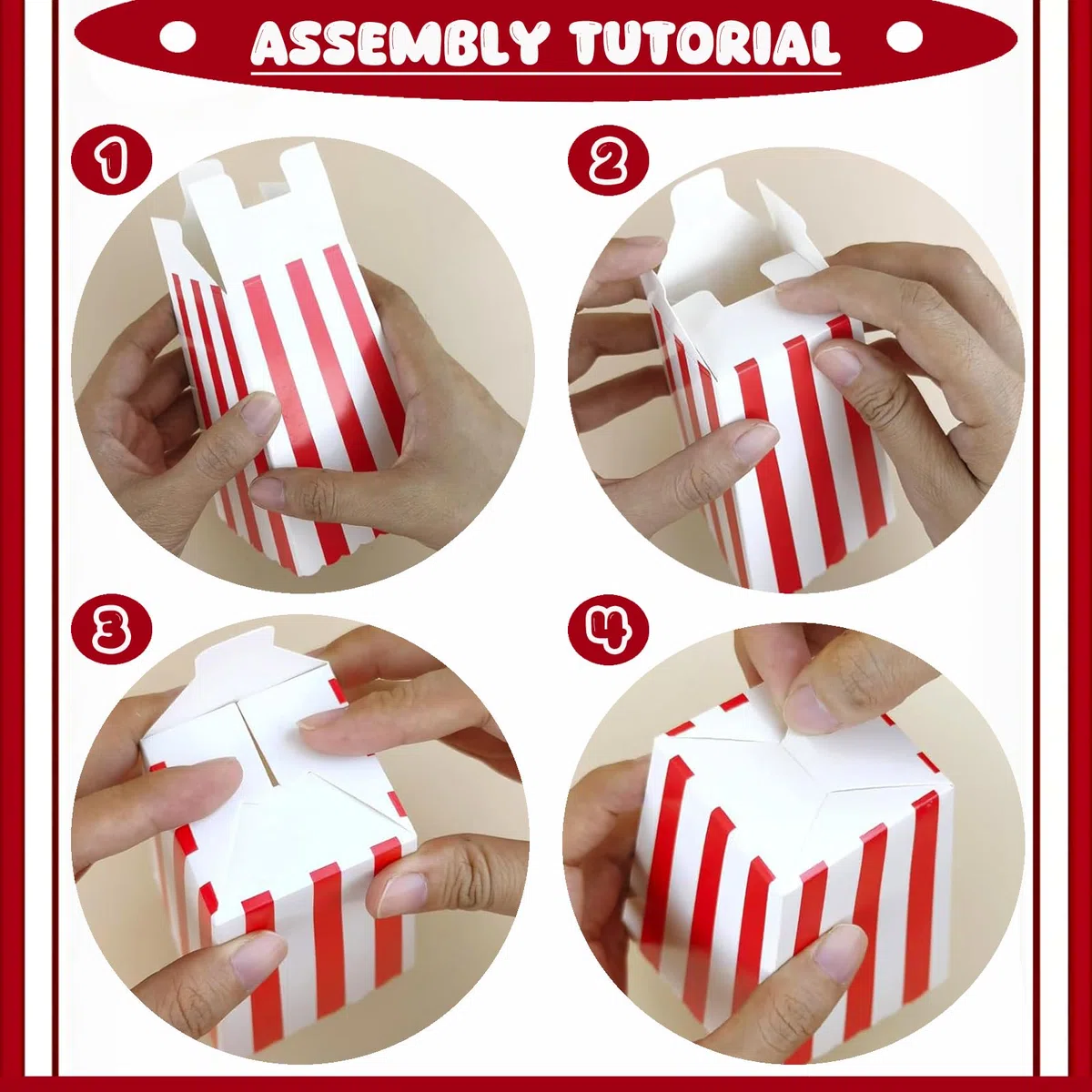 50 PCS Cajas Palomitas,olsas Pequeñas para Palomitas de Maíz y Caramelos Cajas de Papel, Fácil de Montar, Bolsas Palomitas a Rayas for Cinema Parties Events and Home Cinema