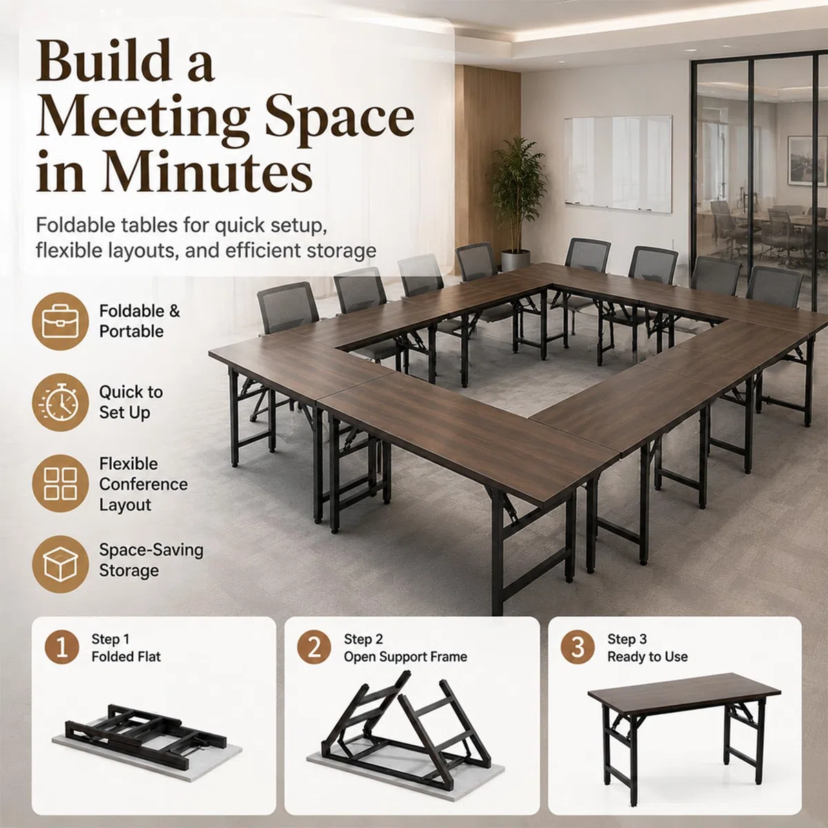 Escritorio Plegable, Mesa de Ordenador Plegable (Blanca, 2 Niveles, 99,4 x 50 x 75 cm)