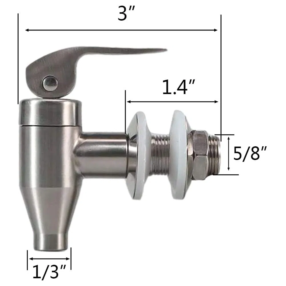 Dispensador de Acero Inoxidable para Agua Bebidas Grifo de Bebidas Grifo de Estilo de Empuje de Repuesto Duradero, Paquete de 2