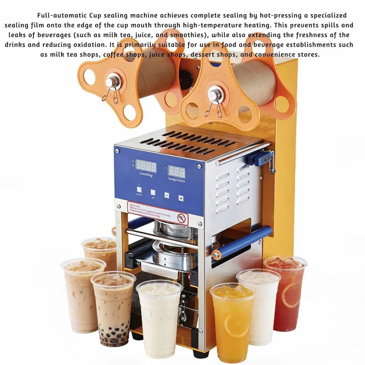 Cup Sealer Machine, 400W Milk Tea Sealing Machine, Altura 5 16cm Diámetro 75 80 95mm, 400 600 Vasos Por Hora, Selladora Eléctrica Para Bebidas Y Restaurantes 80mm