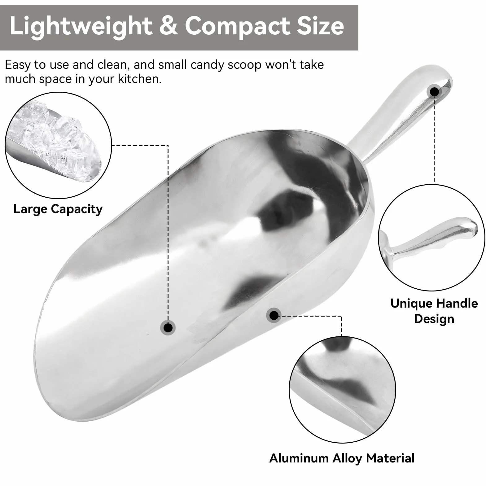 Cucharas multiusos, pala de aluminio de 1 pieza, cuchara de cocina para alimentos, cucharas de utilidad de Metal para harina de hielo, despensa para hornear azúcar