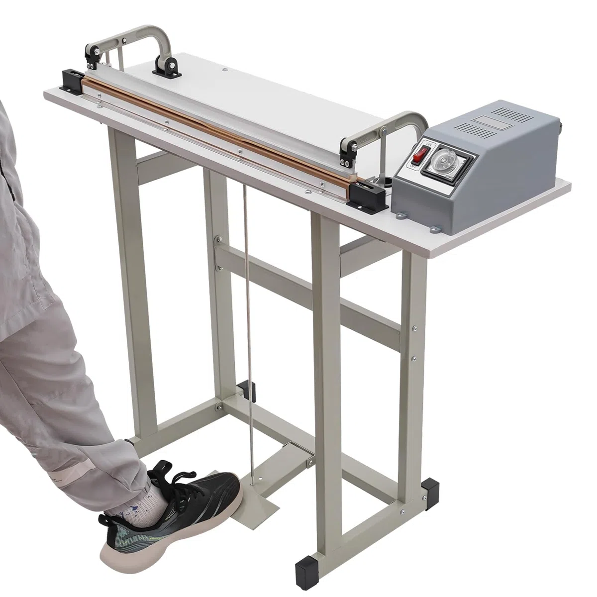 Máquina de sellado térmico portátil con mesa de trabajo ajustable, sellador y cortador de bolsas de plástico 2 en 1 para uso industrial y comercial